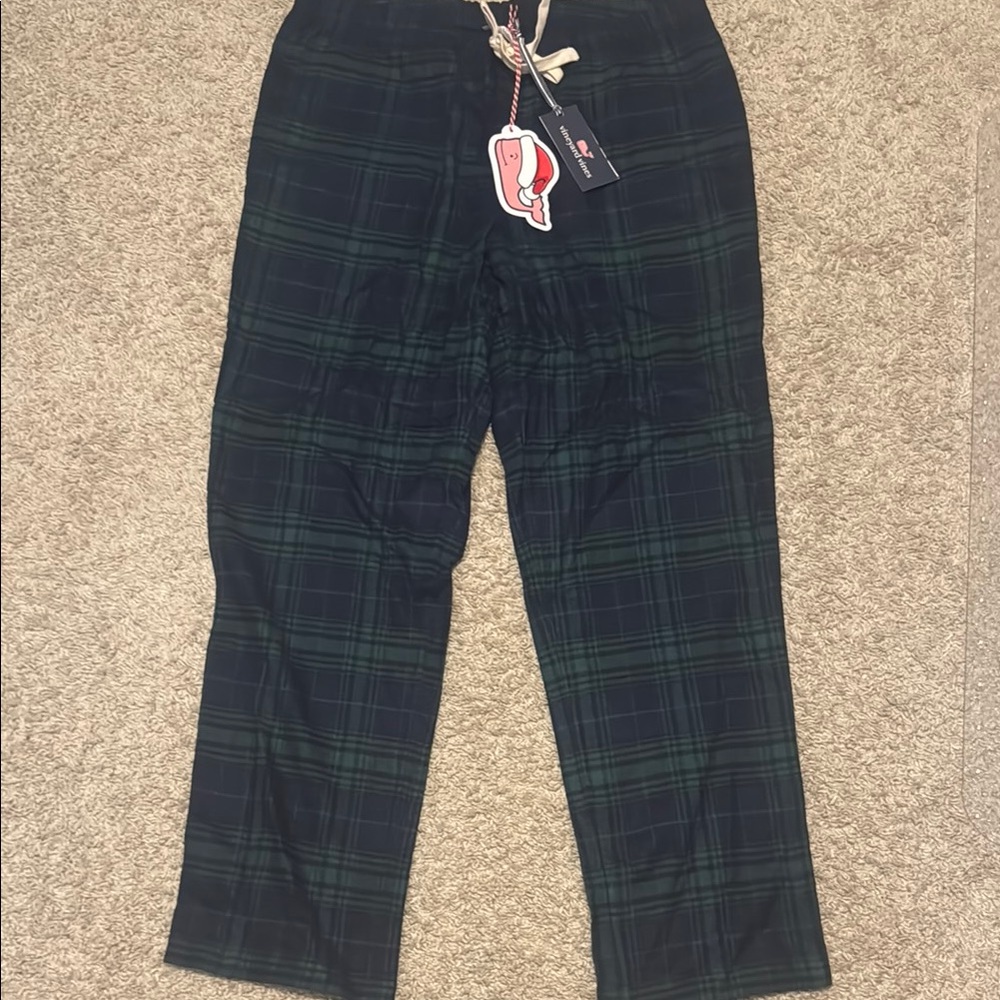 Vineyard Vines Black and Green Plaid Lounge Pants